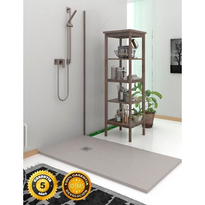 180X80 cm Receveur de douche en résine Rectangulaire Gris Clair 180 X 80 X 6 cm