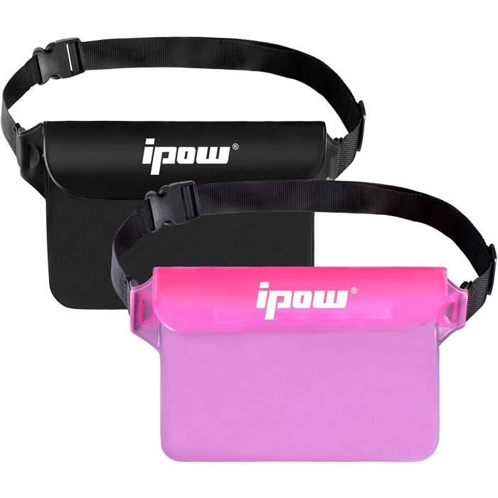 IPOW Pochette Étanche à Sangle Réglable,Sac Etanche de Natation,Etui Imperméable à Ceinture pour Rafting,Kayak,Canotage,Voile,Campin
