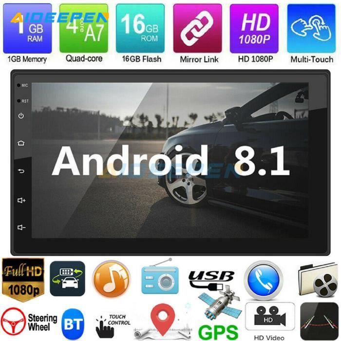 Android 8.1 GPS navigation WiFi 7 -2Din voiture quad-core stéréo lecteur MP5 radio FM