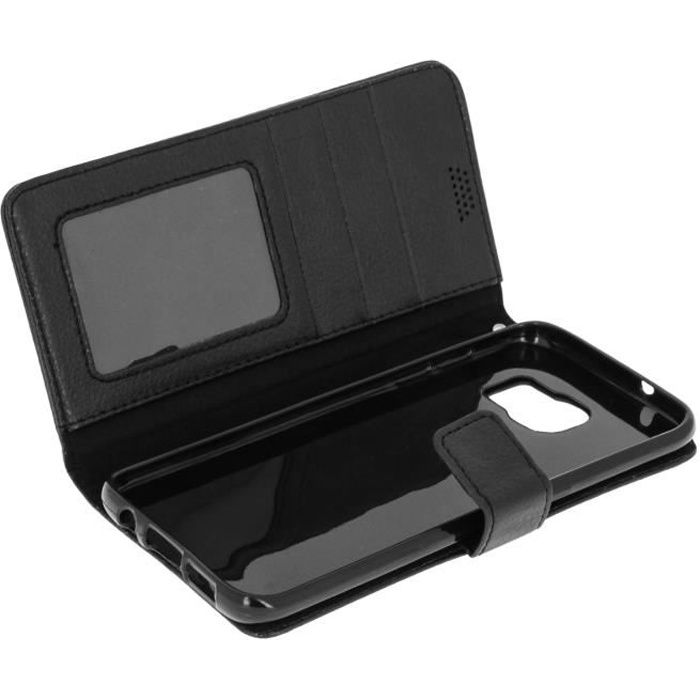 Housse Etui Portefeuille Noir Samsung Galaxy S7 Edge - Protection Integrale