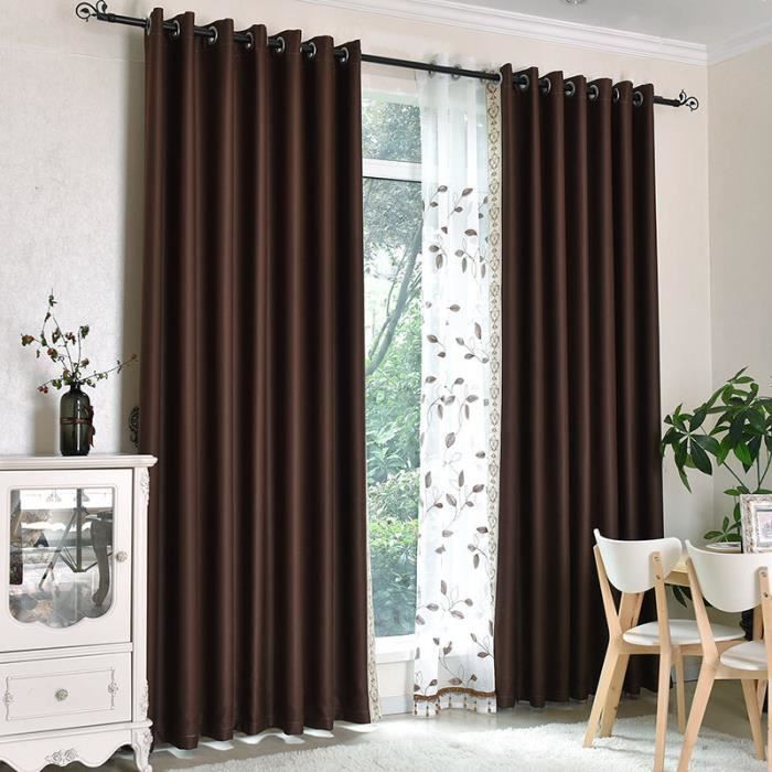 Lot de 2 Rideaux occultants Rideau oeillets Marron fonce- 140x250 cm
