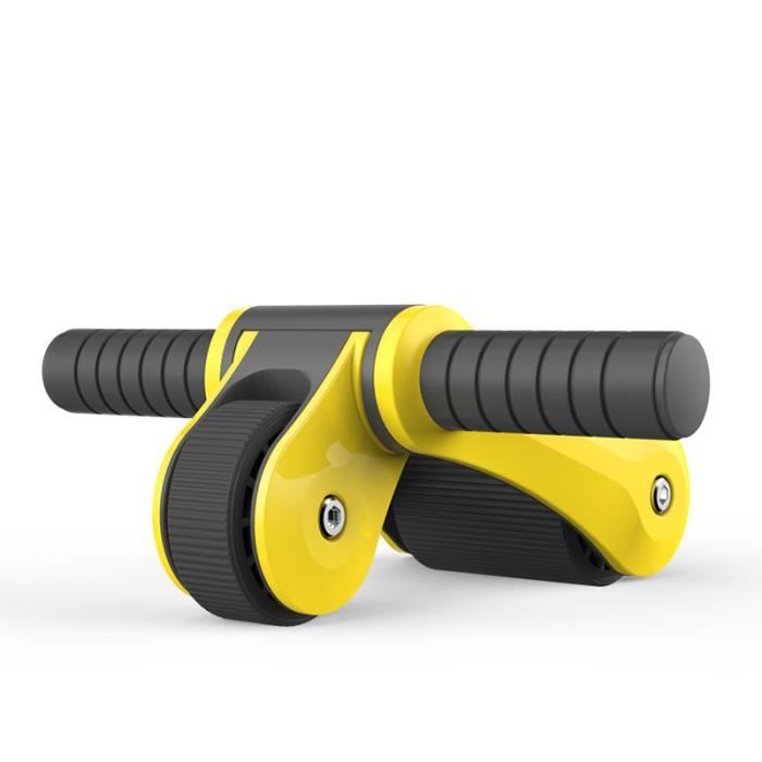 Roue Abdominale Roue AB Pliable Deux Roulement de Roue Roue Fitness Multifonctionnel Pas de bruit -Jaune