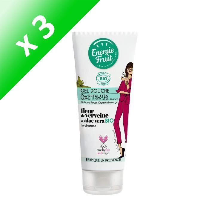 Gel Douche Bio Fleur De Verveine & Huile D'argan 98% Ingredients D'origine Naturelle (Lot de 3)