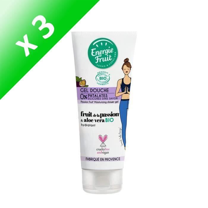 Gel Douche Bio Fleur De Passion & Huile D'argan 98% Ingredients D'origine Naturelle (Lot de 3)