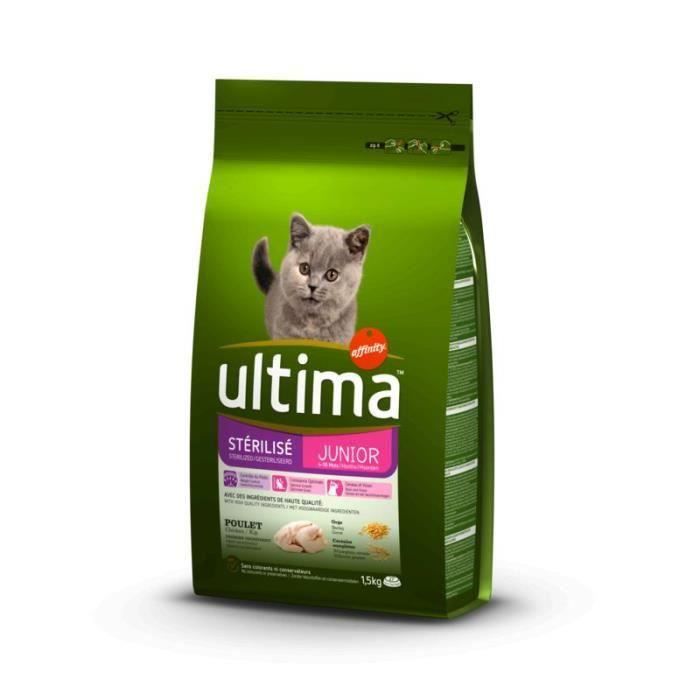 ULTIMA Croquettes stérilisées au poulet - Pour chaton - 3 x 1,5 kg