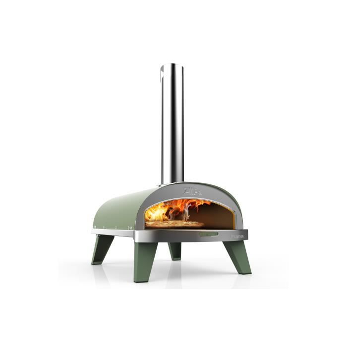 ZiiPa Four à pizza Piana à pellets avec une plaque tournante pour une cuisson 360°, Thermomètre intégré-Eucalyptus