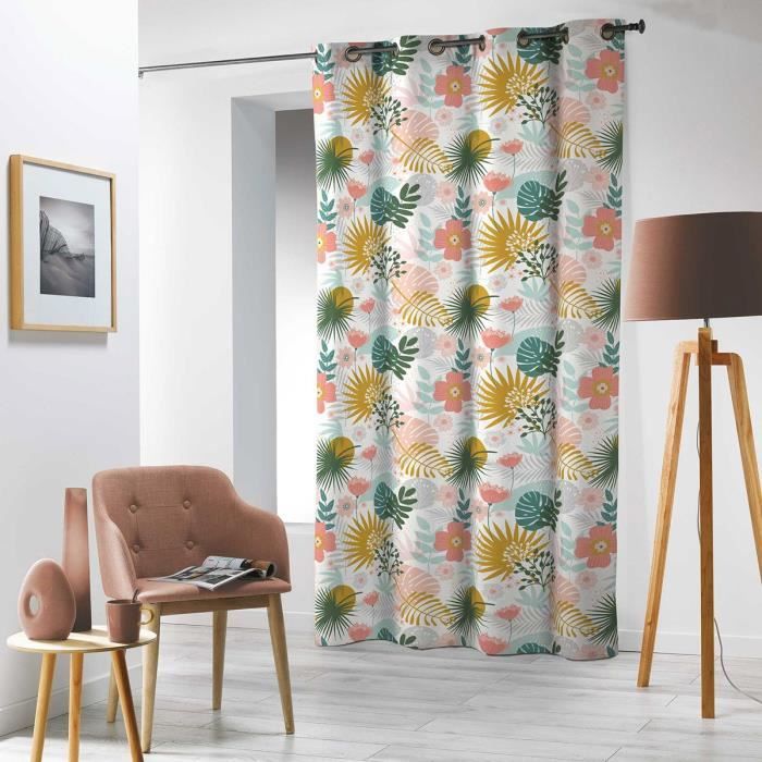 Rideau à œillets 140x240 Soft Tropik microfibre 140 X 240 Rose