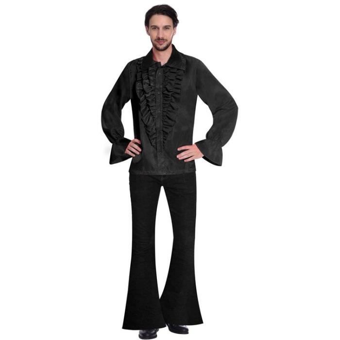Costume adulte chemise satinée noire taille petite