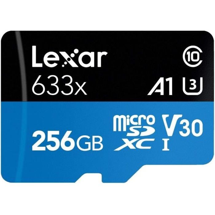 Carte Mémoire MICRO SD SDXC UHS-I Lexar High-Performance 633x 256 Go microSDXC