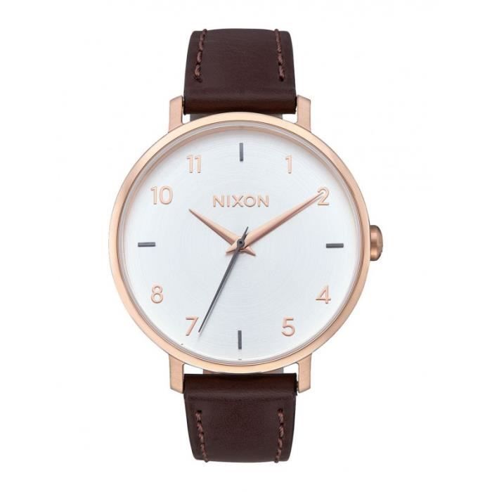 Montre Nixon Arrow Leather - Rose Gold / White