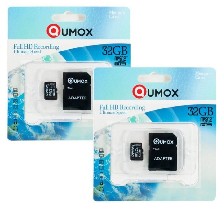 2x QUMOX 32Go micro SD SDHC 32 go micro sd carte mémoire classe 10 UHS-I 32 GB