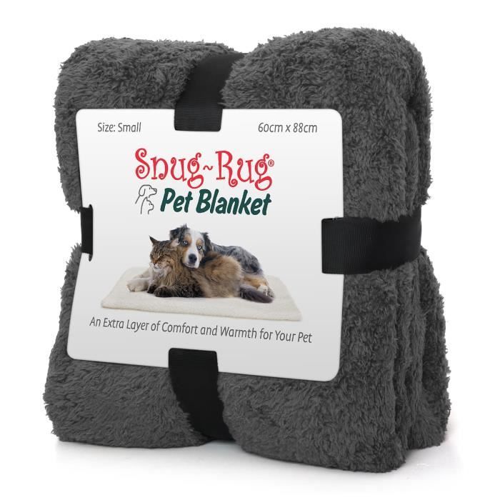 Snug Rug Couvertures pour animaux Plaid Polaire Sherpa en polaire douce et chaude pour chiens et chats Gris Taille Petite 88 x 60cm