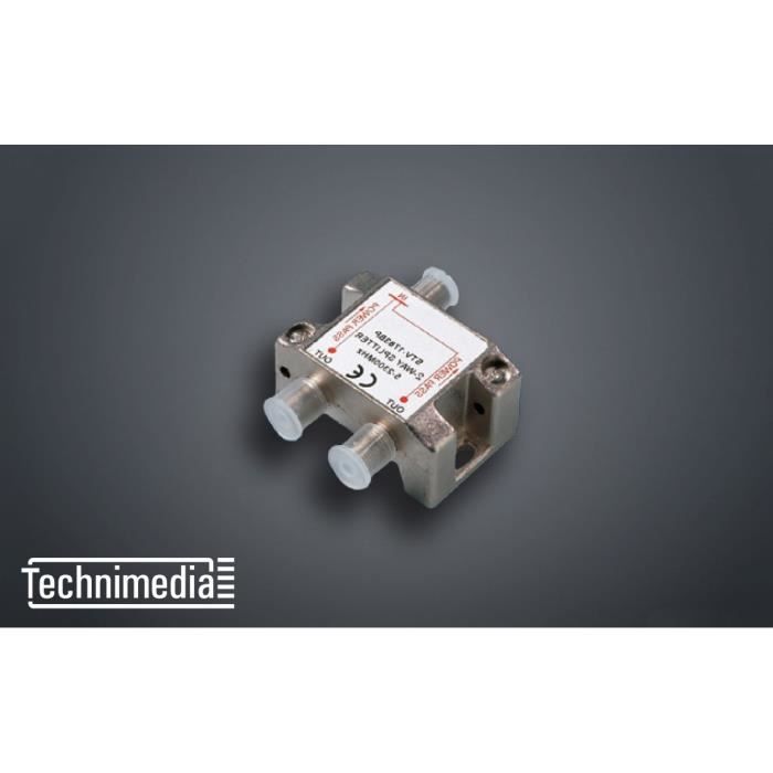 TECHNIMEDIA Répartiteur antenne satellite d'intérieur 1 vers 2 - Prise Femelle - Passage CC