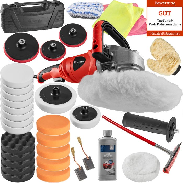 TECTAKE Polisseuse Rotative de 0 à 3000 tours par minute et Set de 6 Accessoires