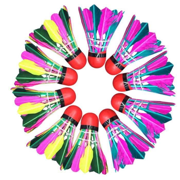 11pcs plumes de canard badmintons jeu de badminton coloré balle mousse tête volant pour intérieur extérieur VOLANT DE BADMINTON