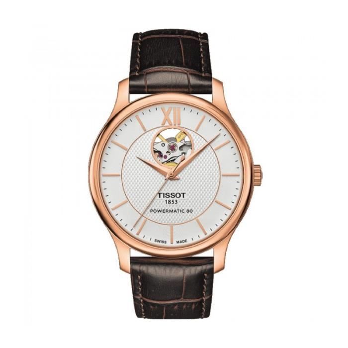 Tissot - MONTRE TISSOT TRADITION AUTOMATIQUE à CŒUR OUVERT en ACIER inoxydable T063.907.36.038.00