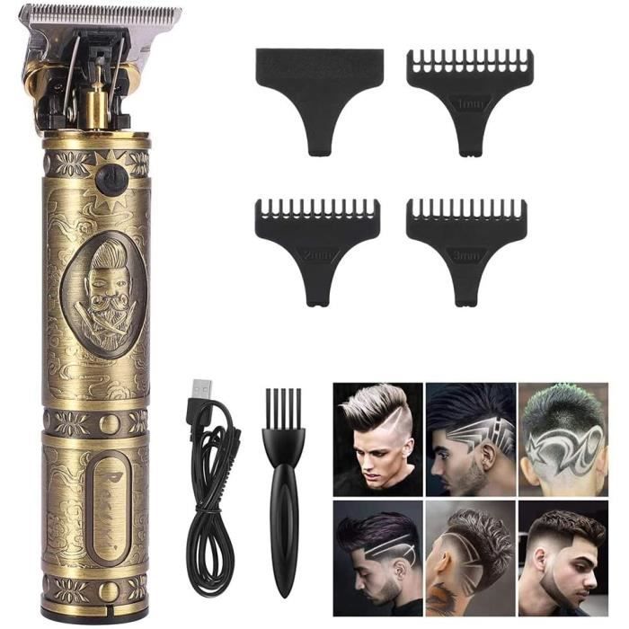 Tondeuses À Cheveux pour Hommes, Tondeuses À Tête Chauve 0MM, Kits De Toilettage Outliner Électriques T-Blade Tondeuse À Coupe Rappr