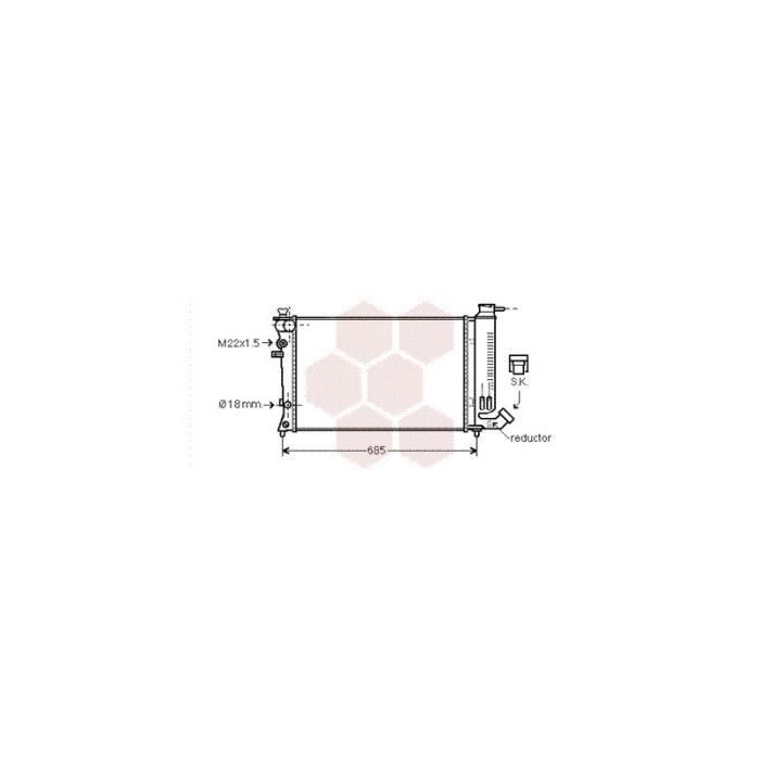 Radiateur Moteur pour Citroen ZX version : 1.6 Avantage - 1.8 Furio - 2.0 8V - 1.8 / 1.9 Diesel - Bayonet bottom hose de 1993 à 1998