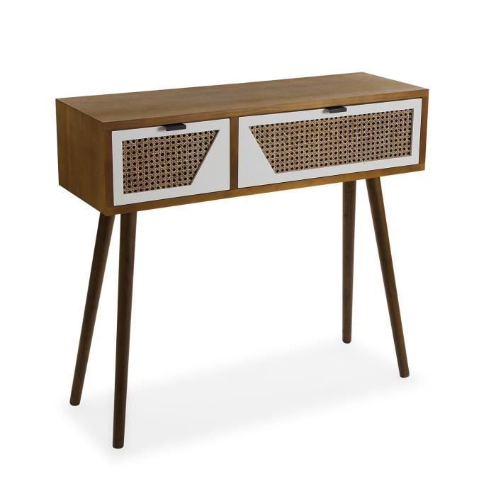 Versa Martine Meuble d'Entrée Étroit pour l’Entrée ou Couloir, Table console, 82 x 90 x 30 cm,Bois, marron et blanc