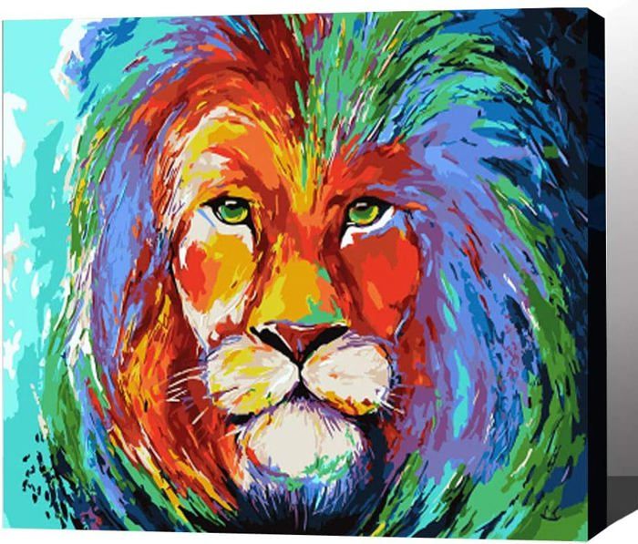 Bougimal Peinture Par Numéro Lion – Toile 40x50 Cm Avec Cadre, Pinceaux Nylon, Acryliques Eco-responsables – Pour Adultes, Débutants, Seniors