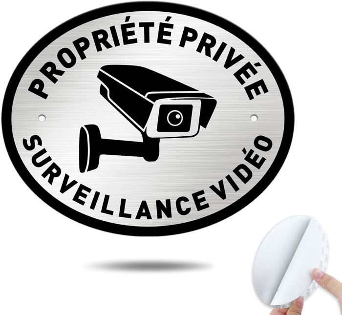 2 Panneaux Vidéo Surveillance Aluminium 20x30cm - Propriété Privée Réfléchissant - Intérieur Extérieur