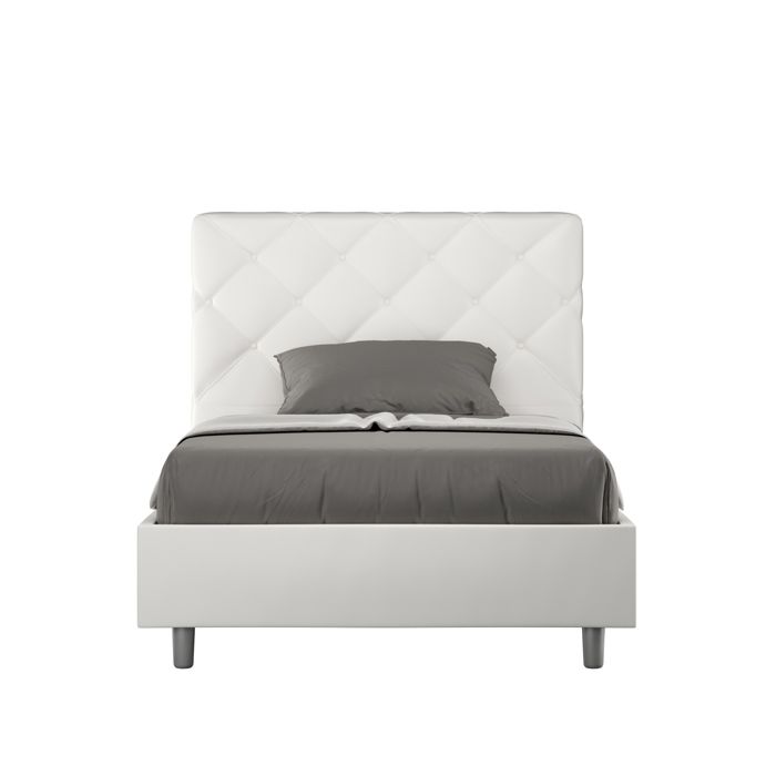 Lit 1 place et demi - Ityhome - Priya - Similicuir blanc - 120x190 cm - Sommier inclus Lit 1 place et demi - Ityhome - Priya - Similicuir blanc - 120x190 cm - Sommier inclus