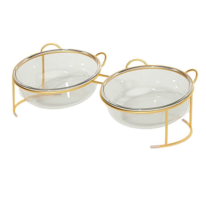Gamelles surélevées en verre pour chat ou petit chien avec support en métal surélevé et antidérapant pour plats deau pour animaux