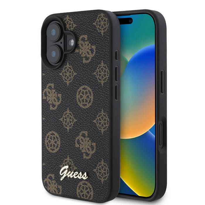 Coque pour iPhone 16 Guess Peony Script MagSafe GUHMP16SPGPYSK