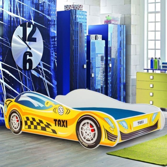 Lit pour enfant TAXI avec matelas 80x160 cm – style voiture et confort assuré