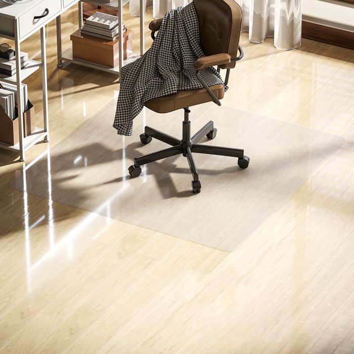 Tapis de chaise de bureau - HOMCOM - rectangulaire antidérapants en plastique transparent - 120x120 cm