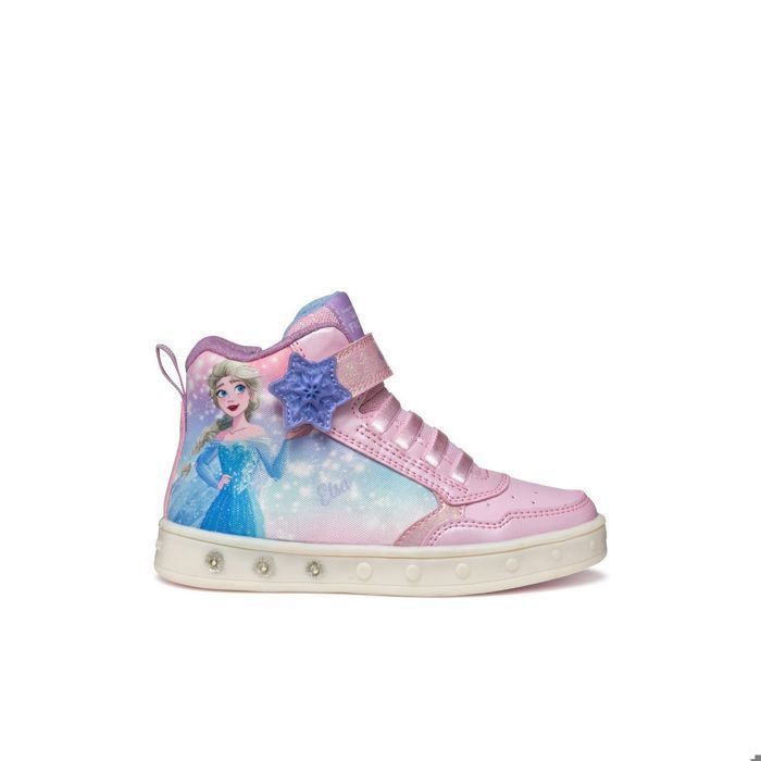 Geox Geox Skylin F — baskets fille rose avec lumières intégrées fermeture scratch