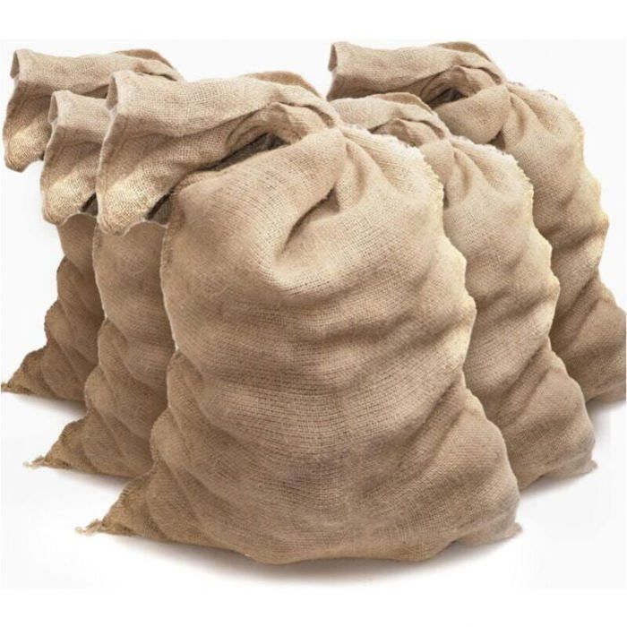 Sacs toile de jute - 5 pièces 60x40cm pomme de terre conservation anti-inondation - marron Étiquette
