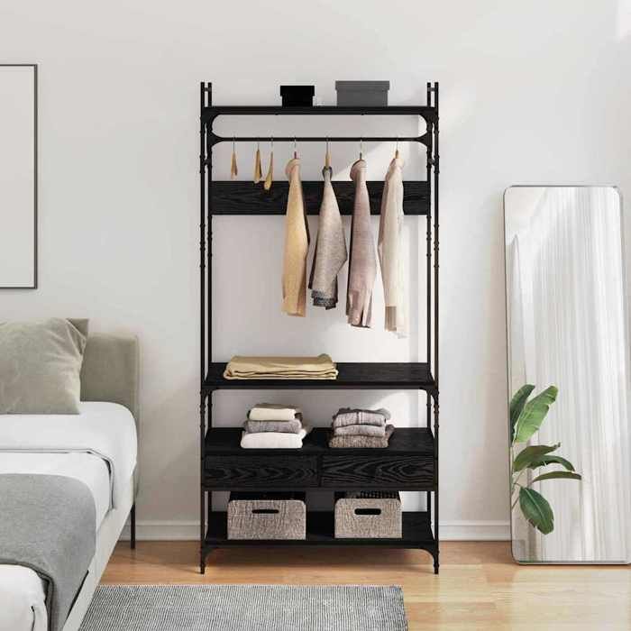 Armoire Chêne noir style industriel en bois dingénierie 89x39x184 5 cm pour chambre et dressing