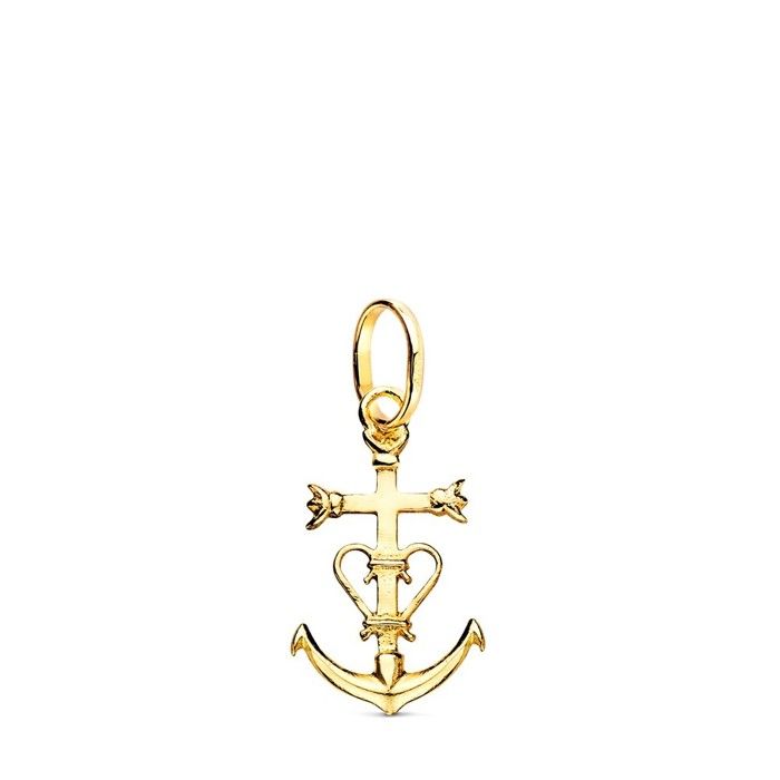 Pendentif Croix de Camargue en Or 9 carats de 20 mm.