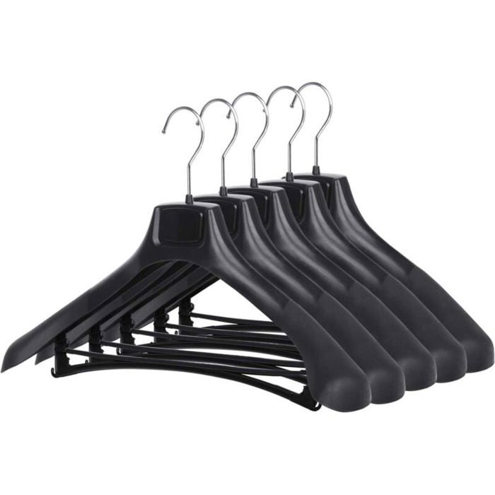 Cintres Larges Pantalons Costumes Manteaux Vestes en Plastique Noir Lot de 5
