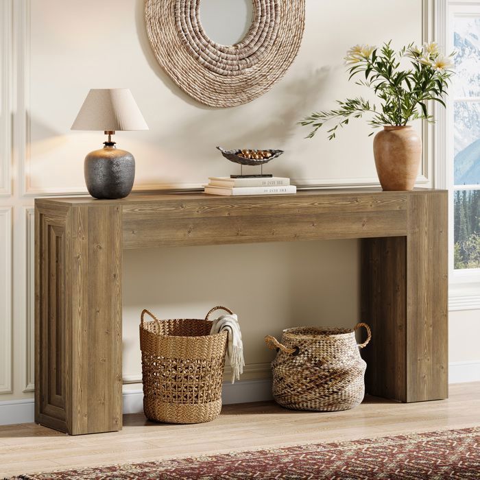 Table Console - Finmind Console Meuble Avec Plateau en Bois et Pieds en Métal Rétro 160x30x80 cm Pour Salon Chambre Bois