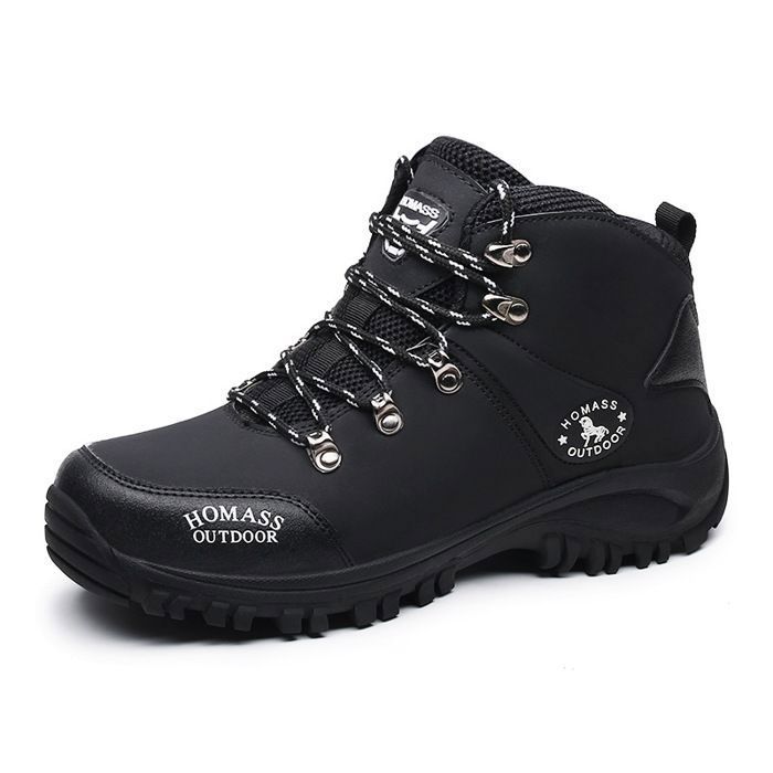 Chaussures de montagne homme noir imperméables antidérapantes doublées de duvet (automne-hiver)
