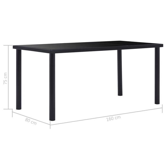 Table cuisine CLOUD Noir Table à manger - Design Élégant - Noir 160x80x75 cm - Verre trempé tt343