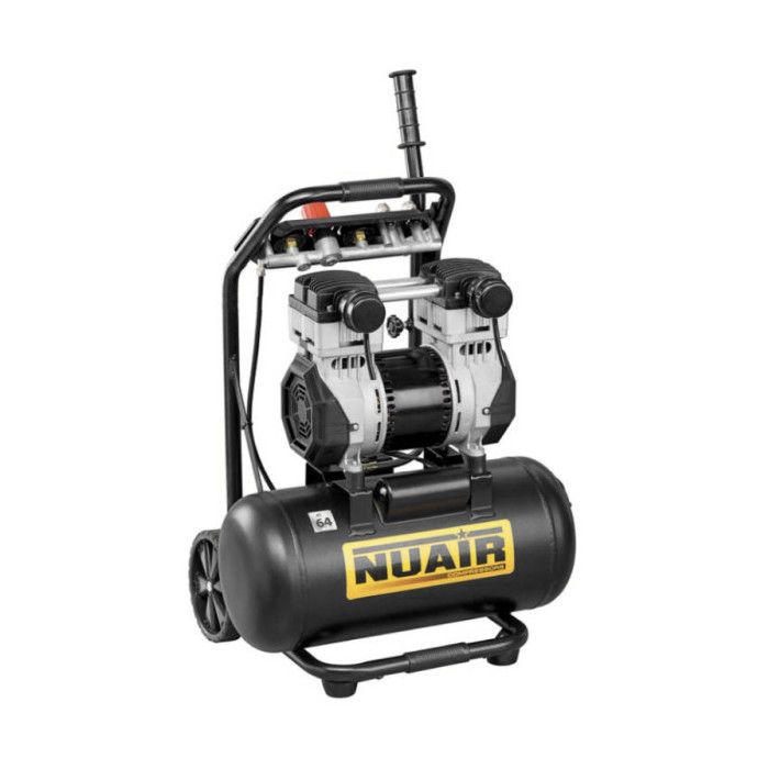 Compresseur sans huile - NuAir - 24L - 8 bar - Silencieux 59dB - 2 cylindres - 240 l/min aspiration
