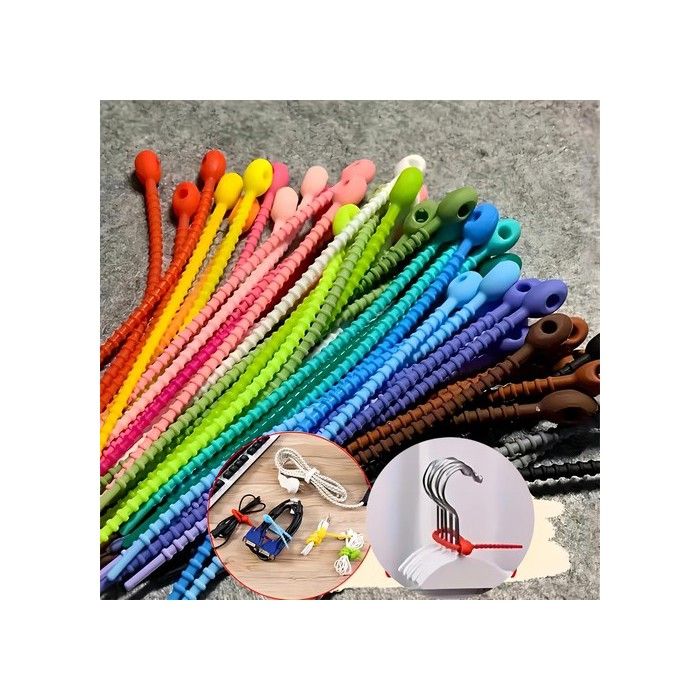 Attaches de câbles réutilisables - Lot de 30 pièces - Silicone alimentaire - 12 cm - Design spiralé - Réutilisables