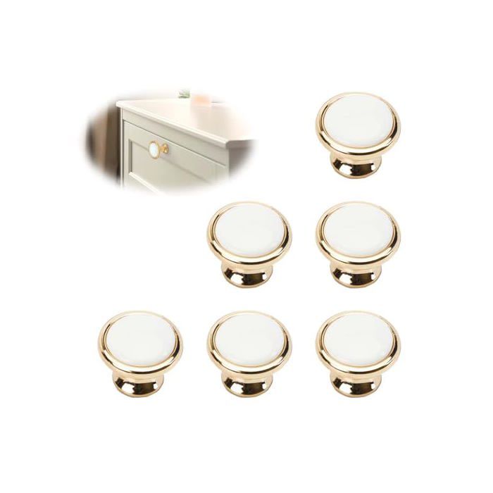Poignee de Meuble Poignee Meuble Dorée Bouton de Porte Blanc Bouton Porte Placard avec Vis de Montage