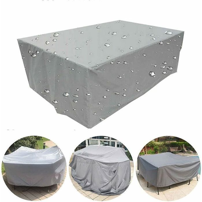 Housse pour Table de Jardin Rectangulaire Housse de Protection Bâche Imperméable pour Mobilier Salon de Jardin pour Table Ca