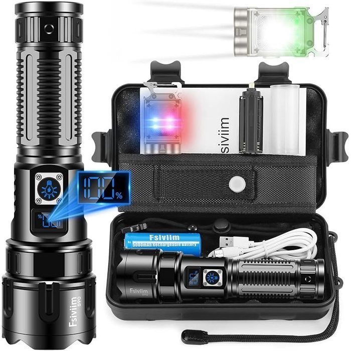 Lampe torche rechargeable - AUTREMENT - S90 - 1 000 000 lm - Batterie 5000mAh - Zoom télescopique