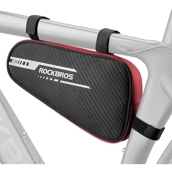 Sacoche de Cadre Vélo VTT BMX Sacoche Triangle de Tube Réfléchissant Noir 1.2 litres Noir Rouge
