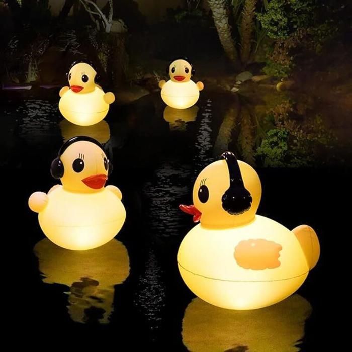 Canard flottant solaire pour piscine et bassin – Lampe LED de jardin de 40 cm canard décoratif gonflable et étanche 1 pi