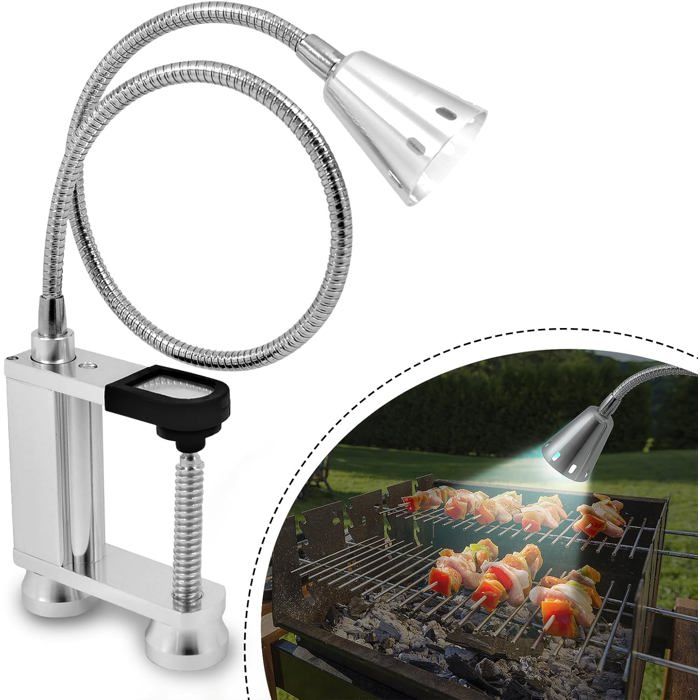 Lampe Magnétique pour Barbecue - 12 LED Super Lumineuses avec Col de Cygne Flexible - Alimentation par Piles