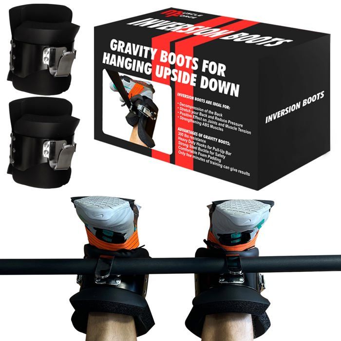 Gravity Boots – Bottes d’inversion pour barre de traction 150 kg – Mousse 3 cm confort – Crochets acier sécurisés – Soulagement d
