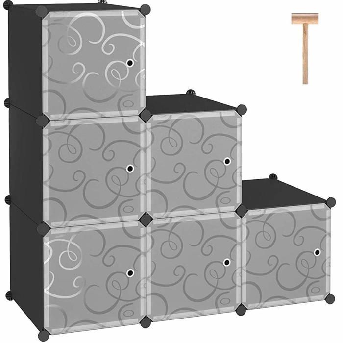 Organisateur de rangement à 6 cases avec portes - étagère cube