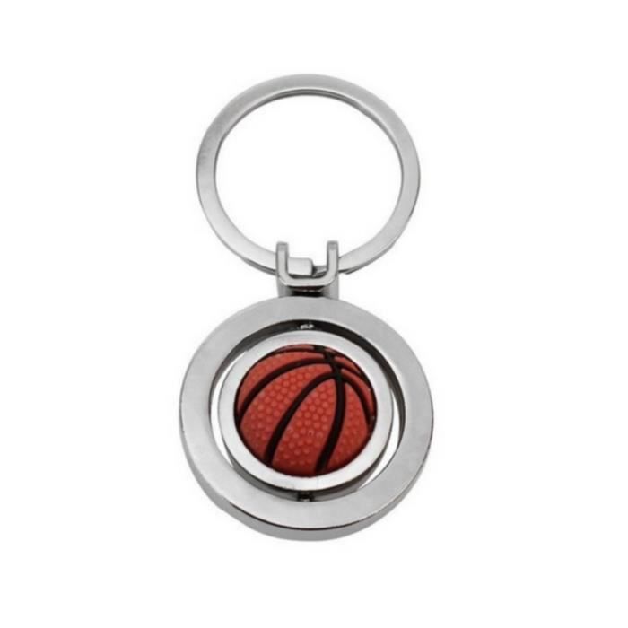 Porte-clés Basket-ball Strassé Argenté - Cadeau Pour Fan De Basketball - Décor De Sac Ou De Bagages
