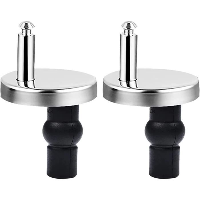 2 Charnières Pour Abattant WC à Fixation Rapide - Boulons Caoutchouc Acier Inox - Compatible Trou 14-15mm